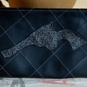 Rockabilly Black Sparkle Clutch Retro Pistol Cutaway,  Deadstock